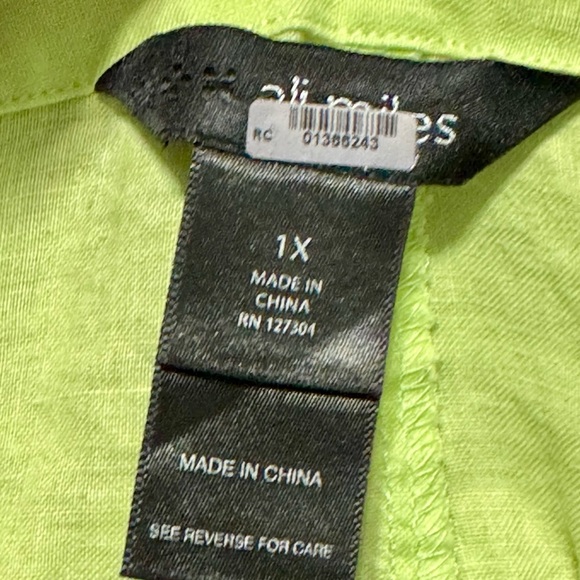 Ali Miles 3/4 Puff Sleeve Lightweight Lagenlook Artsy Button Neckline Blouse 1X - Picture 10 of 12